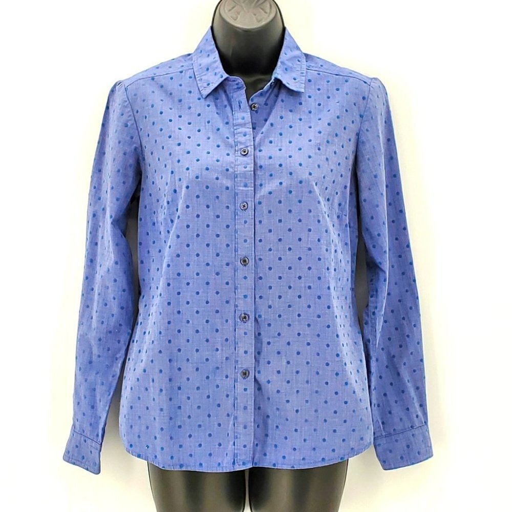 Boden Blue Dot Button Down Shirt Size XS